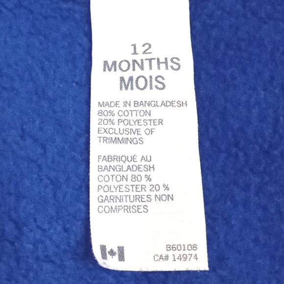 OshKosh B'gosh zipper front blue hoodie US 12 Month - Picture 5 of 5